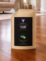 Cleaning Mama plant-based Fresh Scent All Floor Cleaner refill pouch displayed on a hardwood floor.