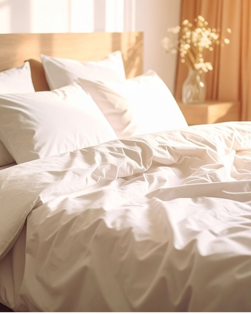 Fresh white bedding in a sunlit bedroom ready for a fall seasonal reset